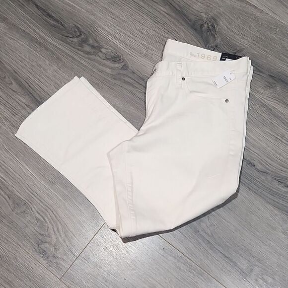 NWT GAP Cropped Boot Ivory Jeans - Picture 1 of 7